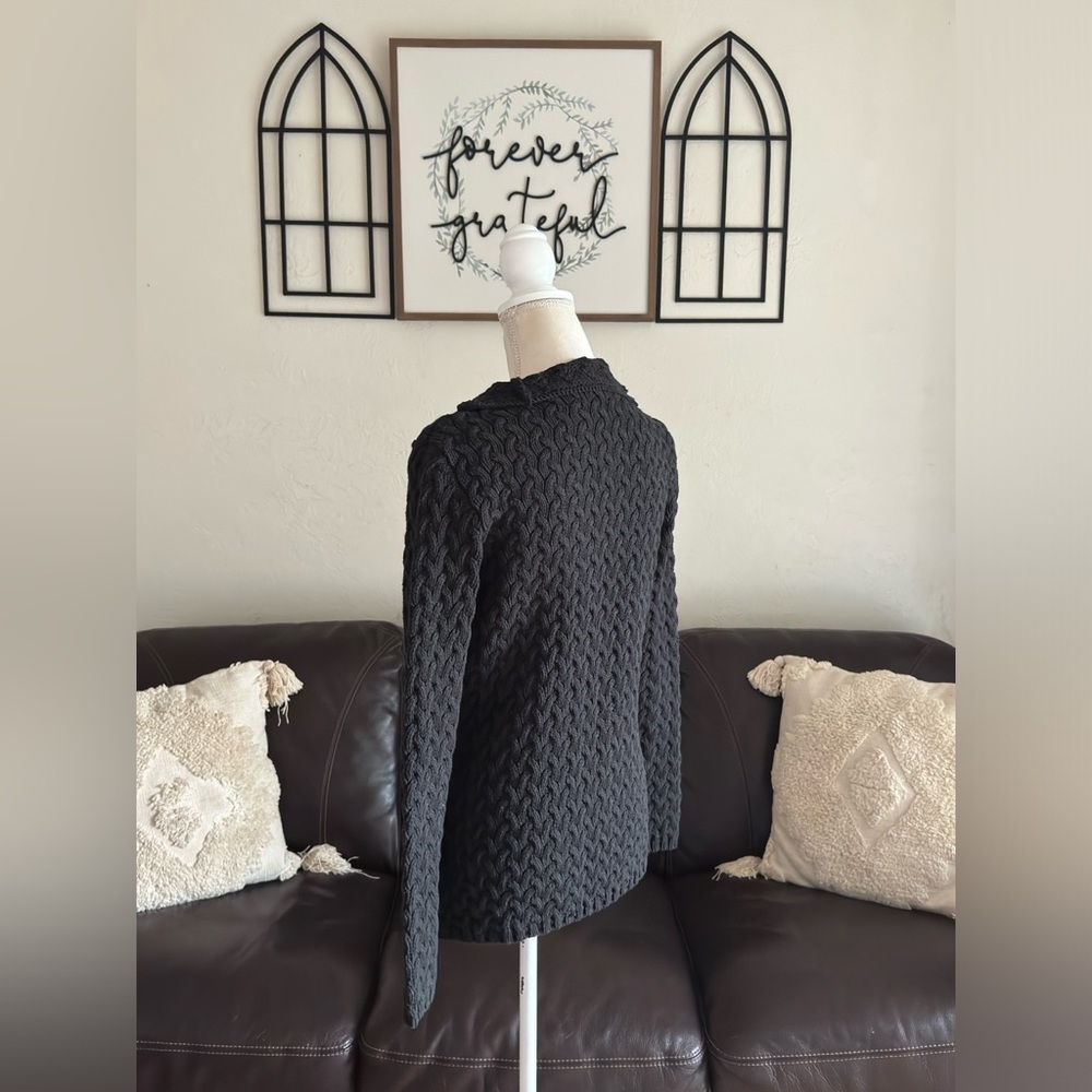 Vintage Liz Claiborne Chunky Cable Knit Black Mock Neck Sweater Size M Classic - Picture 6 of 10